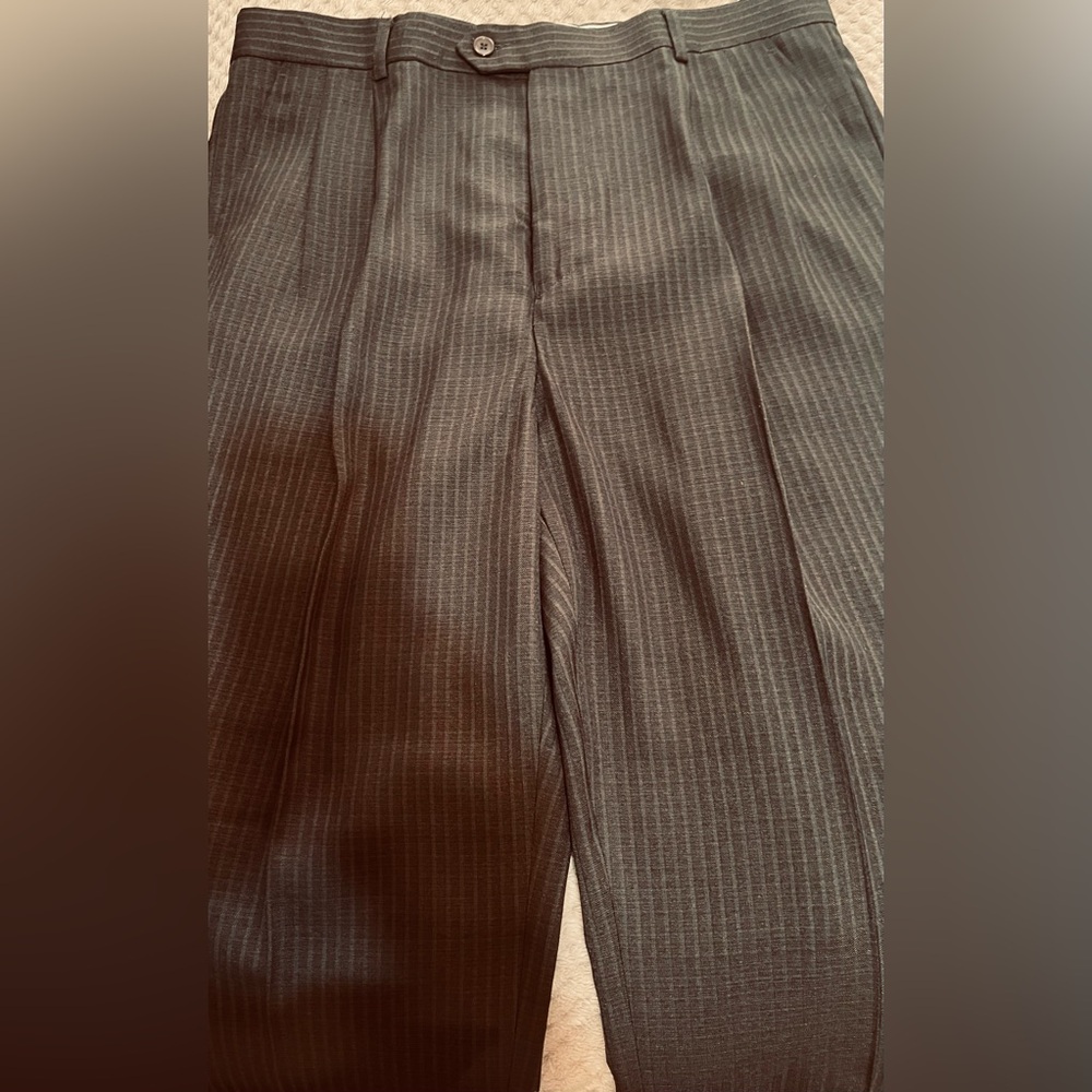 Eddie Cavalli Brown Pinstripe Dress Pants - Waist 36